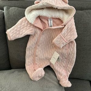 NWT Nordstrom Brand, 3mo light pink hooded jumpsuit.